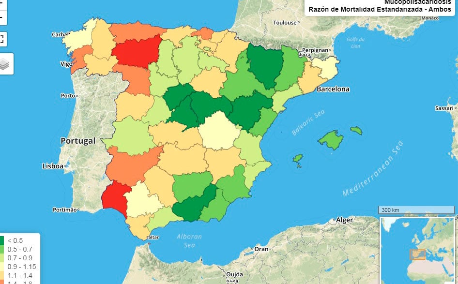 Un mapa interactivo de mortalidad por enfermedades raras en España